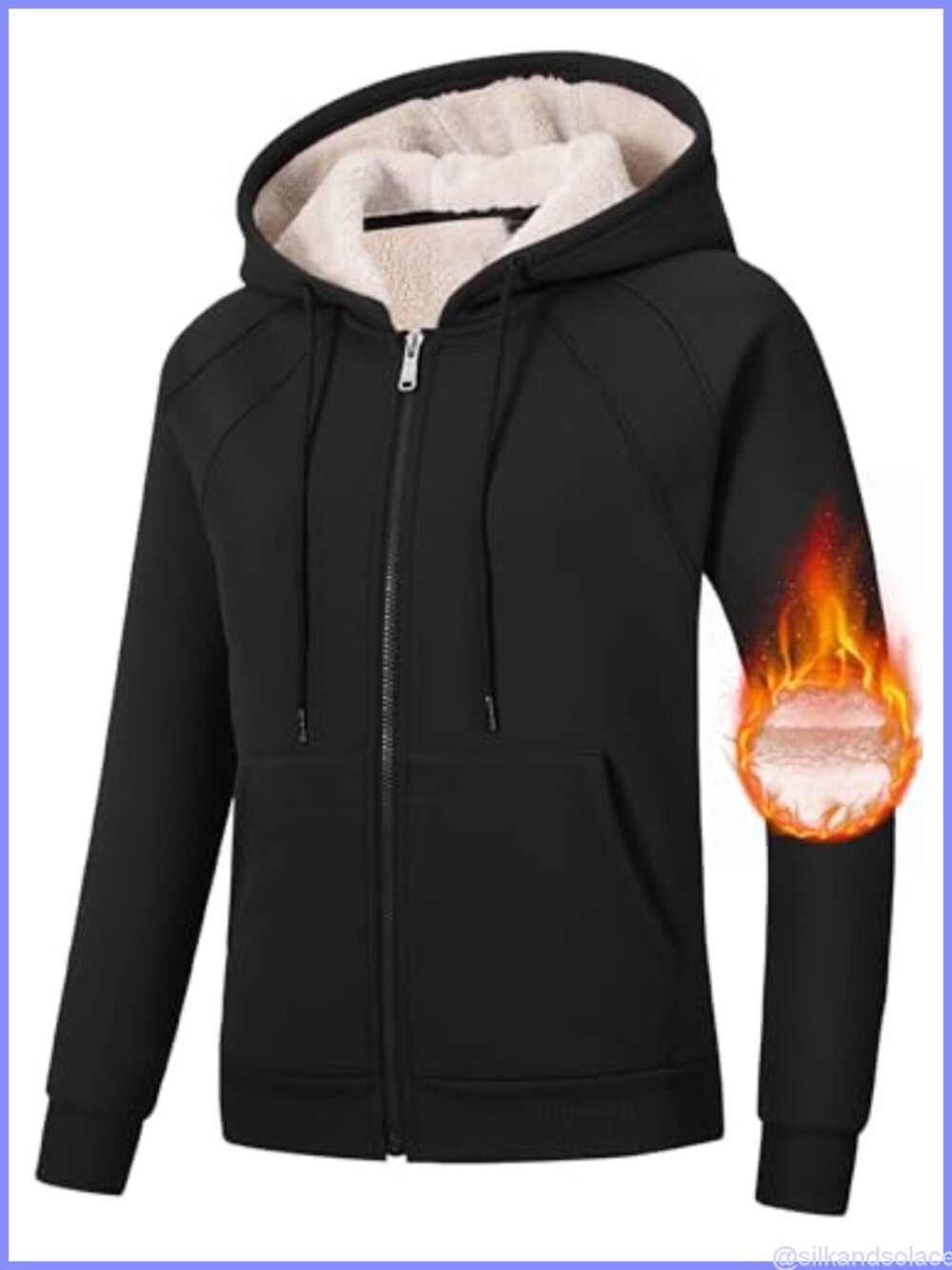 Women Fleece Lined Sherpa Zip Up Hoodie Winter Coat with Pockets